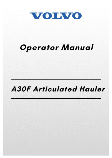 Volvo A30F Operator Articulated hauler manual